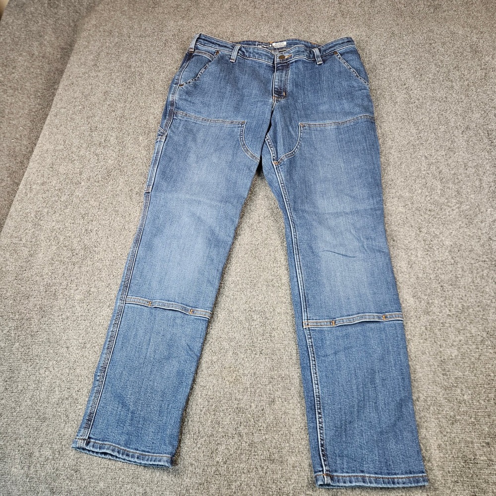 Carhartt Womens 14 Regular Relaxed Fit Double Front Carpenter Jeans Blue